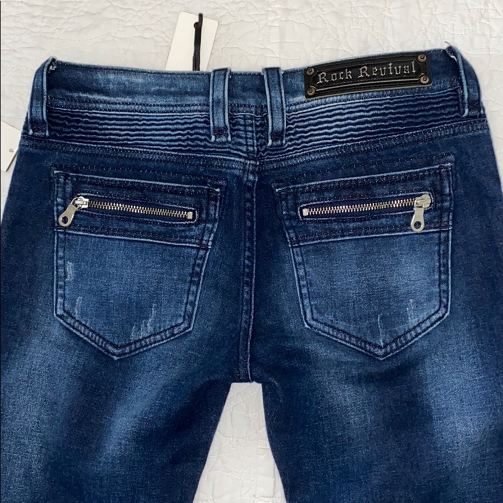 Rock Revival Camille Skinny Moto Distressed Jeans – Size 27 – Dark Wash - Picture 6 of 12